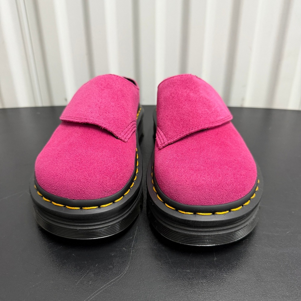 Dr. Martens Zebzag Magenta Suede Platform Mule Clogs - Picture 2 of 12